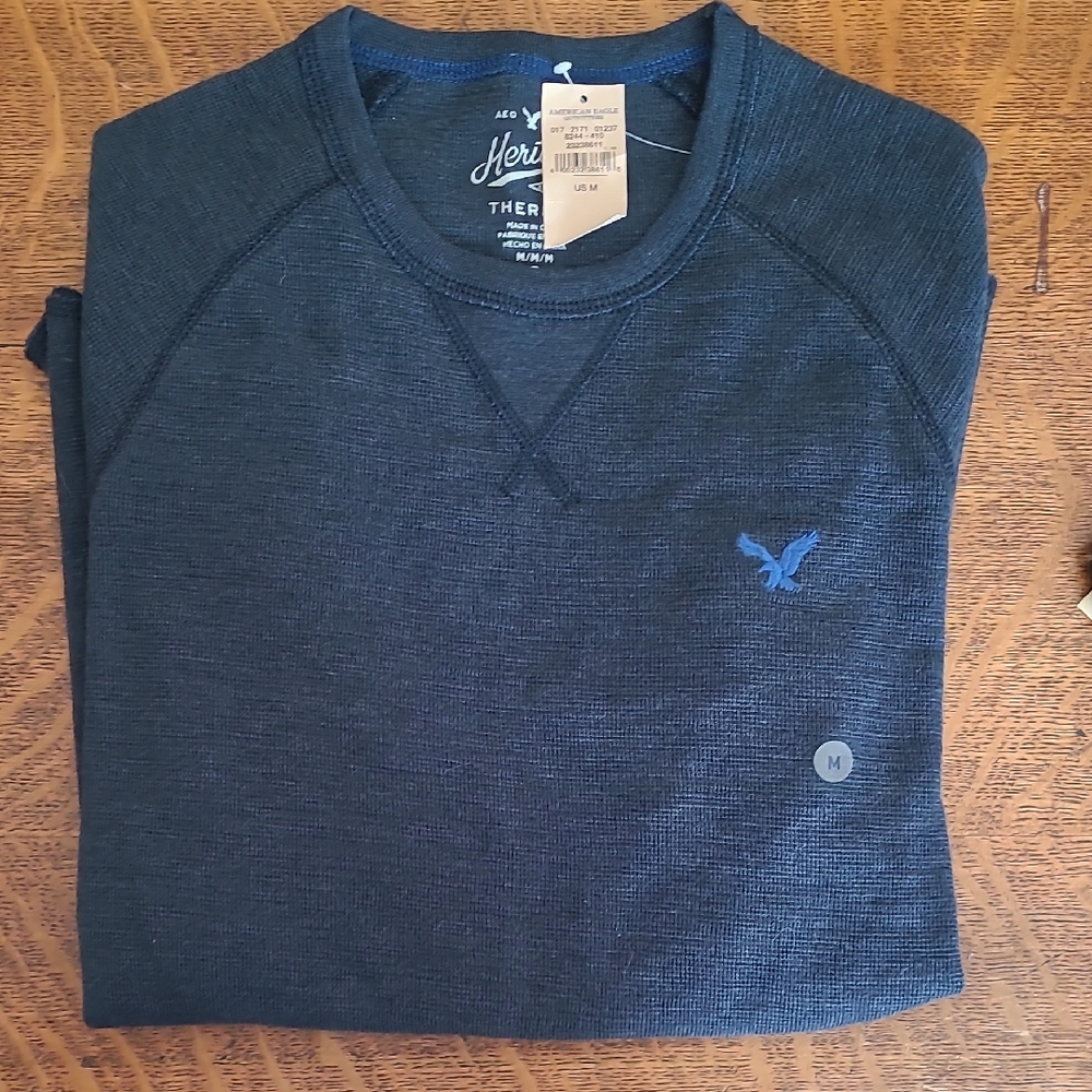 American Eagle Outfitters Men's Navy Thermal Crewneck Sweater